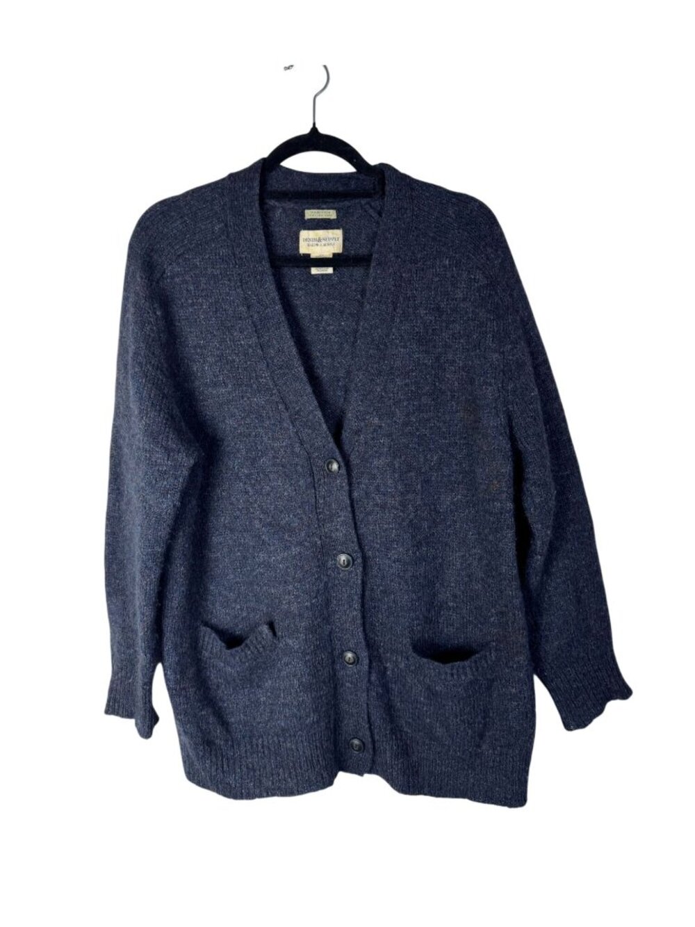 Denim Supply Ralph Lauren Blue Mohair Wool Blend Button Cardigan Sweater Medium